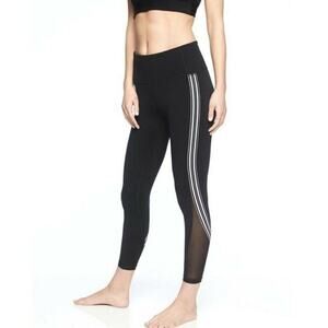 Athleta Side Stripe Salutation Black White Athletic 7/8 Leggings Size Small